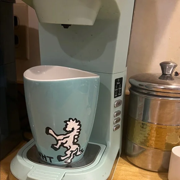 # 0851+ Blue Mug with White Horse Thunder ( WHT) Handmade Painting. 16oz - Picture 6 of 6